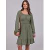 imageANRABESS Womens Dress Long Lantern Sleeve Square Neck Elastic Waist Ruffle Flowy Swing ALine Short Dresses 2025 Fall FashionArmy Green