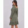 imageANRABESS Womens Dress Long Lantern Sleeve Square Neck Elastic Waist Ruffle Flowy Swing ALine Short Dresses 2025 Fall FashionArmy Green