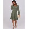 imageANRABESS Womens Dress Long Lantern Sleeve Square Neck Elastic Waist Ruffle Flowy Swing ALine Short Dresses 2025 Fall FashionArmy Green