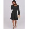 imageANRABESS Womens Dress Long Lantern Sleeve Square Neck Elastic Waist Ruffle Flowy Swing ALine Short Dresses 2025 Fall FashionBlack