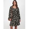 imageANRABESS Womens Dress Long Lantern Sleeve Square Neck Elastic Waist Ruffle Flowy Swing ALine Short Dresses 2025 Fall FashionBlack Floral