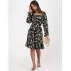 imageANRABESS Womens Dress Long Lantern Sleeve Square Neck Elastic Waist Ruffle Flowy Swing ALine Short Dresses 2025 Fall FashionBlack Floral