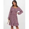 imageANRABESS Womens Dress Long Lantern Sleeve Square Neck Elastic Waist Ruffle Flowy Swing ALine Short Dresses 2025 Fall FashionBlack Pink Floral