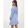 imageANRABESS Womens Dress Long Lantern Sleeve Square Neck Elastic Waist Ruffle Flowy Swing ALine Short Dresses 2025 Fall FashionBlue White Floral