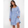 imageANRABESS Womens Dress Long Lantern Sleeve Square Neck Elastic Waist Ruffle Flowy Swing ALine Short Dresses 2025 Fall FashionBlue White Floral
