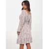 imageANRABESS Womens Dress Long Lantern Sleeve Square Neck Elastic Waist Ruffle Flowy Swing ALine Short Dresses 2025 Fall FashionCoral Floral