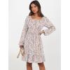 imageANRABESS Womens Dress Long Lantern Sleeve Square Neck Elastic Waist Ruffle Flowy Swing ALine Short Dresses 2025 Fall FashionCoral Floral