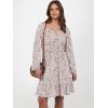 imageANRABESS Womens Dress Long Lantern Sleeve Square Neck Elastic Waist Ruffle Flowy Swing ALine Short Dresses 2025 Fall FashionCoral Floral