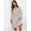 imageANRABESS Womens Dress Long Lantern Sleeve Square Neck Elastic Waist Ruffle Flowy Swing ALine Short Dresses 2025 Fall FashionCoral Floral