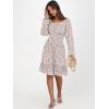 imageANRABESS Womens Dress Long Lantern Sleeve Square Neck Elastic Waist Ruffle Flowy Swing ALine Short Dresses 2025 Fall FashionCoral Floral