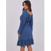 imageANRABESS Womens Dress Long Lantern Sleeve Square Neck Elastic Waist Ruffle Flowy Swing ALine Short Dresses 2025 Fall FashionDark Blue