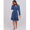 imageANRABESS Womens Dress Long Lantern Sleeve Square Neck Elastic Waist Ruffle Flowy Swing ALine Short Dresses 2025 Fall FashionDark Blue