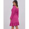 imageANRABESS Womens Dress Long Lantern Sleeve Square Neck Elastic Waist Ruffle Flowy Swing ALine Short Dresses 2025 Fall FashionDark Pink