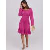 imageANRABESS Womens Dress Long Lantern Sleeve Square Neck Elastic Waist Ruffle Flowy Swing ALine Short Dresses 2025 Fall FashionDark Pink