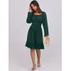 imageANRABESS Womens Dress Long Lantern Sleeve Square Neck Elastic Waist Ruffle Flowy Swing ALine Short Dresses 2025 Fall FashionDeep Green