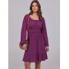 imageANRABESS Womens Dress Long Lantern Sleeve Square Neck Elastic Waist Ruffle Flowy Swing ALine Short Dresses 2025 Fall FashionDeep Purple