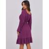 imageANRABESS Womens Dress Long Lantern Sleeve Square Neck Elastic Waist Ruffle Flowy Swing ALine Short Dresses 2025 Fall FashionDeep Purple