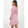 imageANRABESS Womens Dress Long Lantern Sleeve Square Neck Elastic Waist Ruffle Flowy Swing ALine Short Dresses 2025 Fall FashionFloral Pink