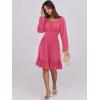 imageANRABESS Womens Dress Long Lantern Sleeve Square Neck Elastic Waist Ruffle Flowy Swing ALine Short Dresses 2025 Fall FashionHot Pink