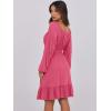 imageANRABESS Womens Dress Long Lantern Sleeve Square Neck Elastic Waist Ruffle Flowy Swing ALine Short Dresses 2025 Fall FashionHot Pink