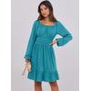 imageANRABESS Womens Dress Long Lantern Sleeve Square Neck Elastic Waist Ruffle Flowy Swing ALine Short Dresses 2025 Fall FashionLake