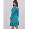 imageANRABESS Womens Dress Long Lantern Sleeve Square Neck Elastic Waist Ruffle Flowy Swing ALine Short Dresses 2025 Fall FashionLake