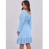 imageANRABESS Womens Dress Long Lantern Sleeve Square Neck Elastic Waist Ruffle Flowy Swing ALine Short Dresses 2025 Fall FashionLight Blue
