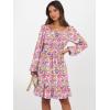 imageANRABESS Womens Dress Long Lantern Sleeve Square Neck Elastic Waist Ruffle Flowy Swing ALine Short Dresses 2025 Fall FashionMulticolor Floral