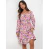 imageANRABESS Womens Dress Long Lantern Sleeve Square Neck Elastic Waist Ruffle Flowy Swing ALine Short Dresses 2025 Fall FashionMulticolor Floral