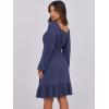 imageANRABESS Womens Dress Long Lantern Sleeve Square Neck Elastic Waist Ruffle Flowy Swing ALine Short Dresses 2025 Fall FashionNavy Blue