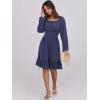 imageANRABESS Womens Dress Long Lantern Sleeve Square Neck Elastic Waist Ruffle Flowy Swing ALine Short Dresses 2025 Fall FashionNavy Blue