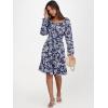 imageANRABESS Womens Dress Long Lantern Sleeve Square Neck Elastic Waist Ruffle Flowy Swing ALine Short Dresses 2025 Fall FashionNavy White Floral