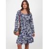 imageANRABESS Womens Dress Long Lantern Sleeve Square Neck Elastic Waist Ruffle Flowy Swing ALine Short Dresses 2025 Fall FashionNavy White Floral