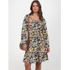 imageANRABESS Womens Dress Long Lantern Sleeve Square Neck Elastic Waist Ruffle Flowy Swing ALine Short Dresses 2025 Fall FashionPrint Black Floral