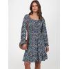 imageANRABESS Womens Dress Long Lantern Sleeve Square Neck Elastic Waist Ruffle Flowy Swing ALine Short Dresses 2025 Fall FashionPrint Blue White