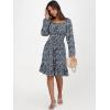 imageANRABESS Womens Dress Long Lantern Sleeve Square Neck Elastic Waist Ruffle Flowy Swing ALine Short Dresses 2025 Fall FashionPrint Blue White