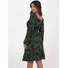 imageANRABESS Womens Dress Long Lantern Sleeve Square Neck Elastic Waist Ruffle Flowy Swing ALine Short Dresses 2025 Fall FashionPrint Green Leaf