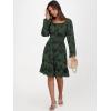 imageANRABESS Womens Dress Long Lantern Sleeve Square Neck Elastic Waist Ruffle Flowy Swing ALine Short Dresses 2025 Fall FashionPrint Green Leaf