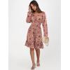 imageANRABESS Womens Dress Long Lantern Sleeve Square Neck Elastic Waist Ruffle Flowy Swing ALine Short Dresses 2025 Fall FashionPrint Rose Pink