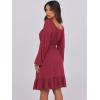 imageANRABESS Womens Dress Long Lantern Sleeve Square Neck Elastic Waist Ruffle Flowy Swing ALine Short Dresses 2025 Fall FashionRed