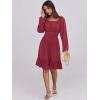 imageANRABESS Womens Dress Long Lantern Sleeve Square Neck Elastic Waist Ruffle Flowy Swing ALine Short Dresses 2025 Fall FashionRed