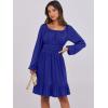 imageANRABESS Womens Dress Long Lantern Sleeve Square Neck Elastic Waist Ruffle Flowy Swing ALine Short Dresses 2025 Fall FashionRoyal
