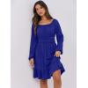 imageANRABESS Womens Dress Long Lantern Sleeve Square Neck Elastic Waist Ruffle Flowy Swing ALine Short Dresses 2025 Fall FashionRoyal