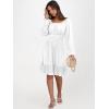 imageANRABESS Womens Dress Long Lantern Sleeve Square Neck Elastic Waist Ruffle Flowy Swing ALine Short Dresses 2025 Fall FashionWhite