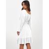 imageANRABESS Womens Dress Long Lantern Sleeve Square Neck Elastic Waist Ruffle Flowy Swing ALine Short Dresses 2025 Fall FashionWhite