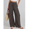 imageANRABESS Womens Linen Pants Summer Casual Palazzo Beach Pant Drawstring High Waist Wide Leg Trousers Vacation OutfitsCoffee