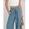 imageANRABESS Womens Linen Pants Summer Casual Palazzo Beach Pant Drawstring High Waist Wide Leg Trousers Vacation OutfitsLake Blue