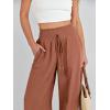 imageANRABESS Womens Linen Pants Summer Casual Palazzo Beach Pant Drawstring High Waist Wide Leg Trousers Vacation OutfitsRust