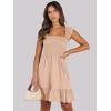 imageANRABESS Womens Summer Casual Sleeveless Square Neck Dress 2025 Smocked Ruffle Backless Boho Beach Cute Teen Short SundressApricot