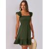 imageANRABESS Womens Summer Casual Sleeveless Square Neck Dress 2025 Smocked Ruffle Backless Boho Beach Cute Teen Short SundressArmy Green